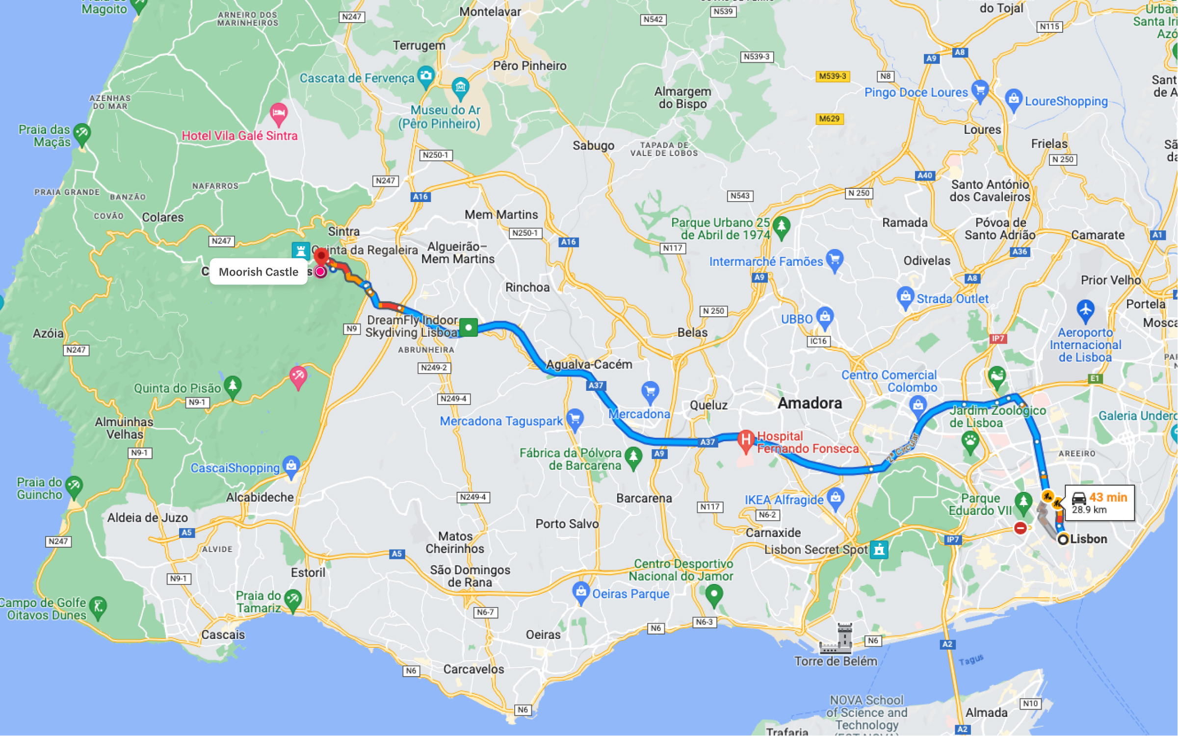 moorish castle - Driving Route