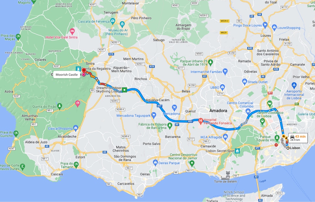 moorish castle - Driving Route