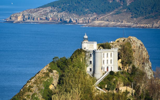 Lighthouse on a cliff along St James Way from San Sebastian to San Pedro.