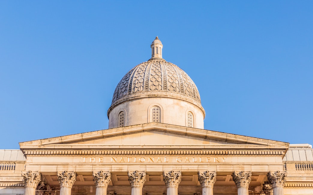 National Gallery dome and facade, London.
