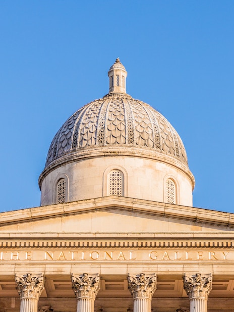 National Gallery dome and facade, London.