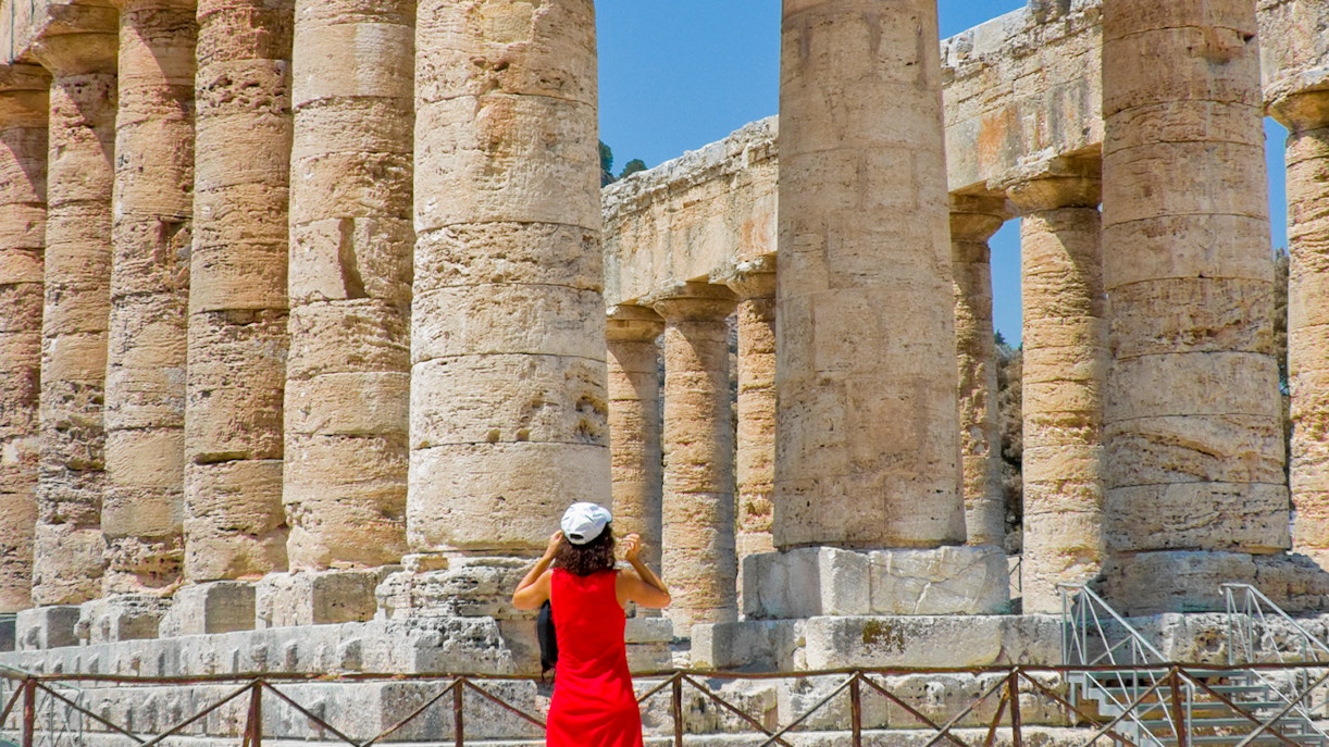 Tourist at Segesta Archaeological Park