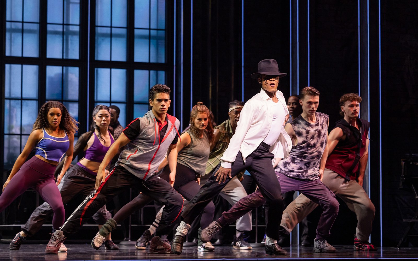 Stage performance of MJ the Musical with dancers in Brisbane.