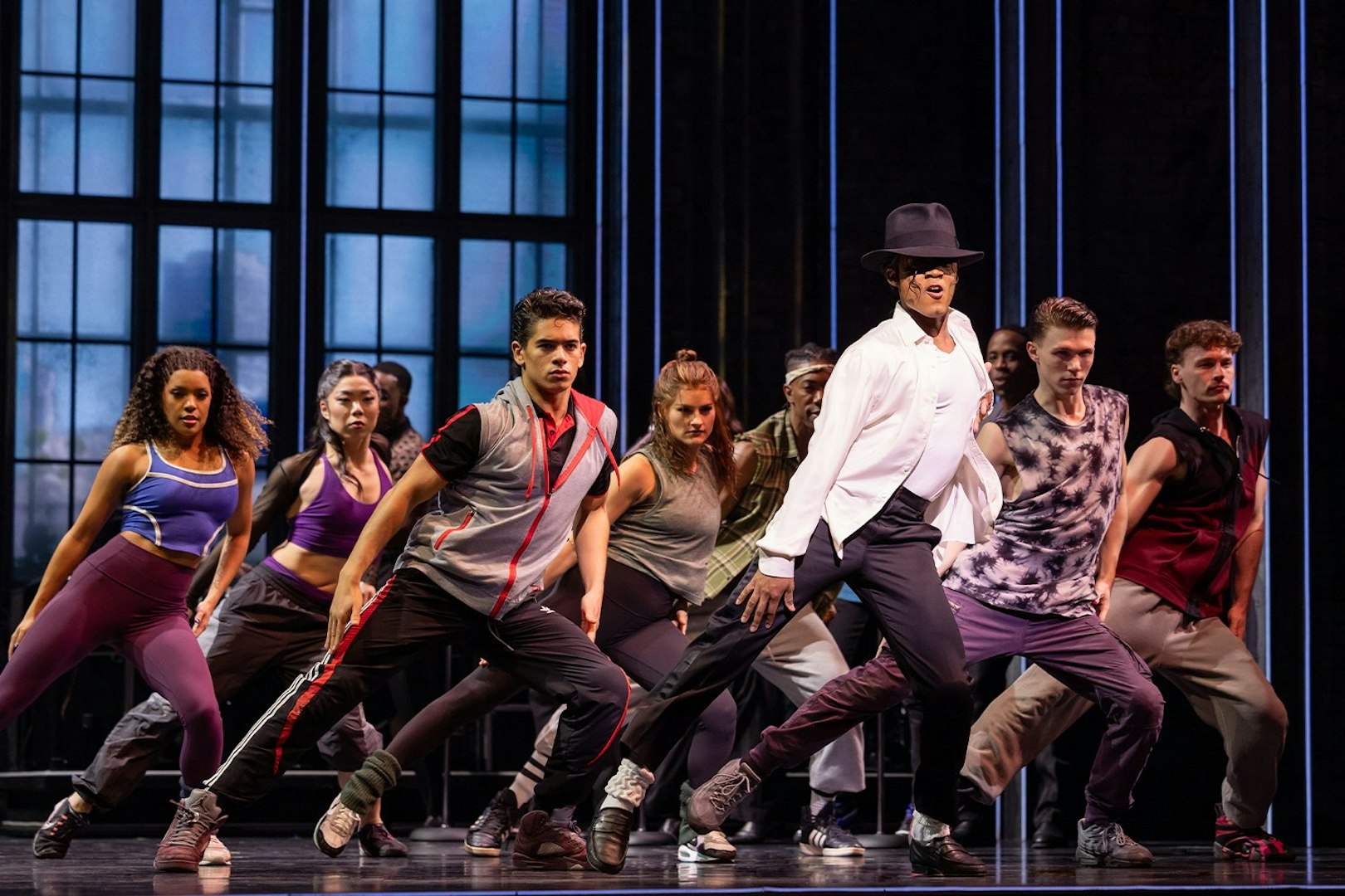 Stage performance of MJ the Musical with dancers in Brisbane.
