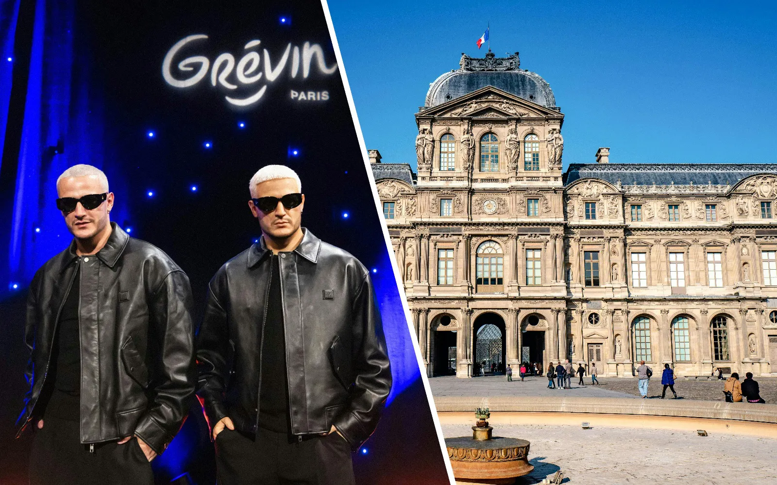 DJ Snake wax statue at Grévin Paris with museum facade in background.