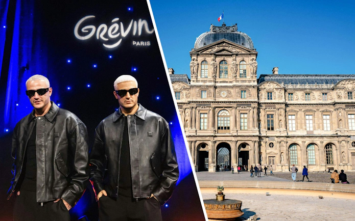 DJ Snake wax statue at Grévin Paris with museum facade in background.