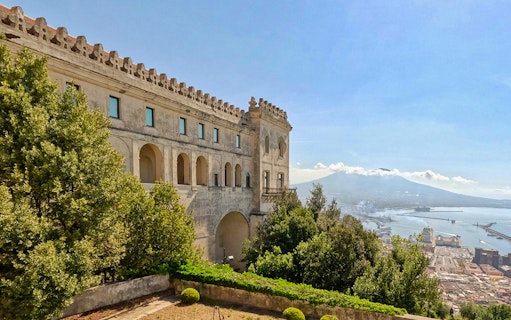 Museum of San Martino in Naples with view of Mount Vesuvius and the Bay of Naples.