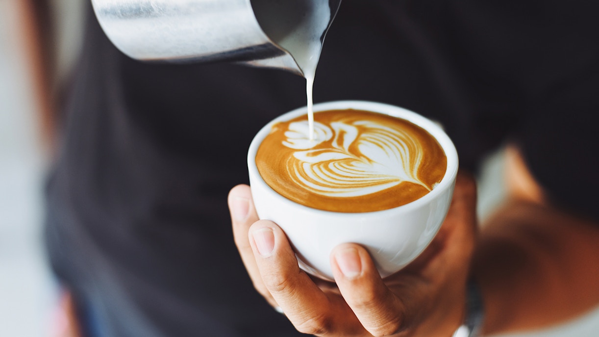 Latte cup in hand