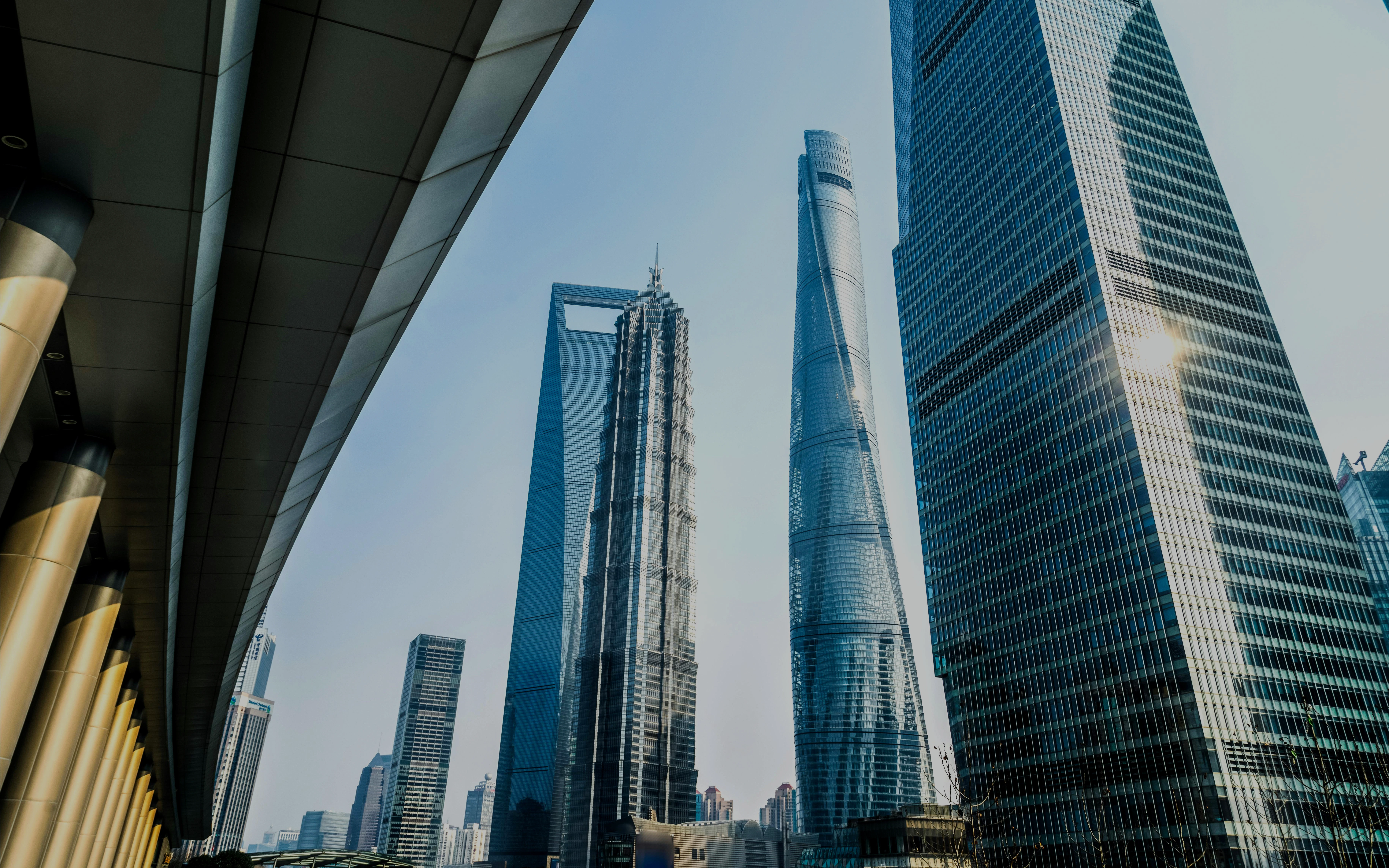 Shanghai Tower, World Financial Center, and Jin Mao Tower in Shanghai skyline.