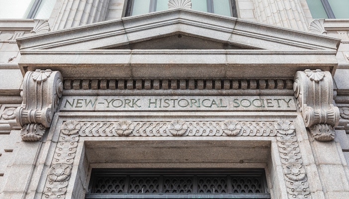 New York Historical Society building exterior with classic architecture.