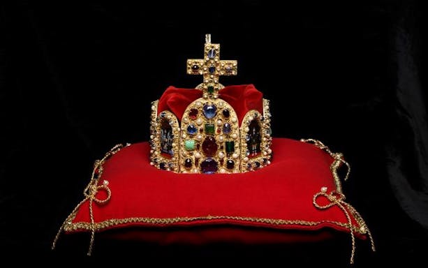Crown on display at Minorite monastery of St James in Prague.