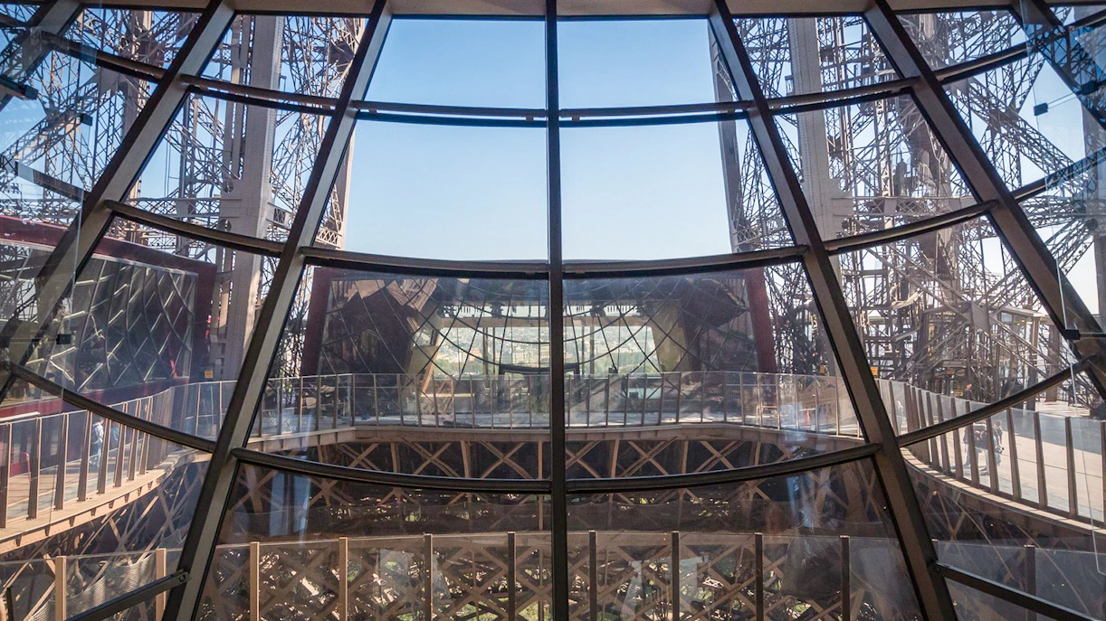 View from Madame Brasserie inside Eiffel Tower, Paris.