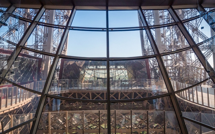 View from Madame Brasserie inside Eiffel Tower, Paris.