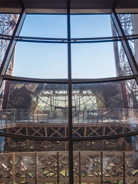 View from Madame Brasserie inside Eiffel Tower, Paris.