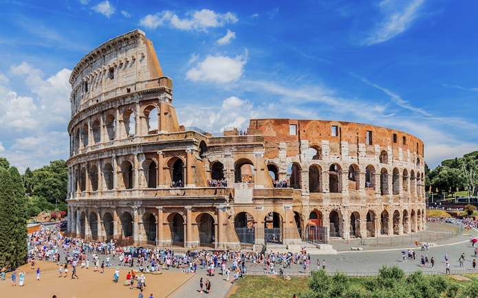 Visitors exploring the Colosseum in Rome, Italy.