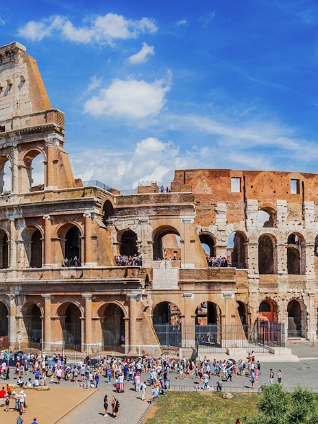 Visitors exploring the Colosseum in Rome, Italy.