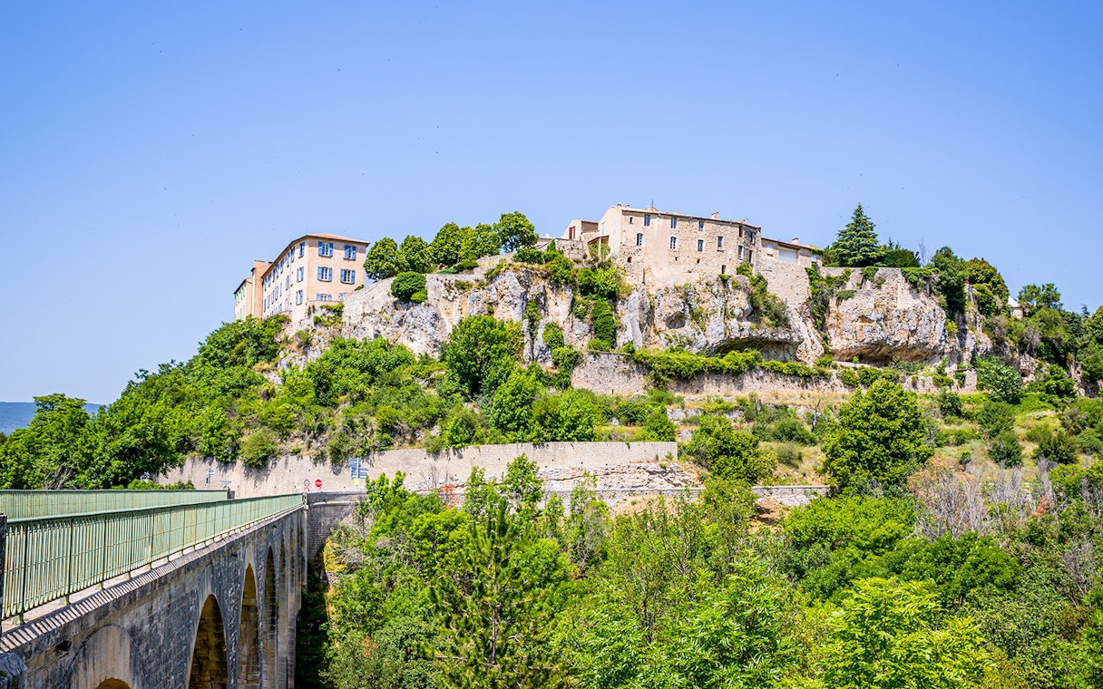 Hilltop village view on Sault Lavender Morning Guided Tour, Provence, France.