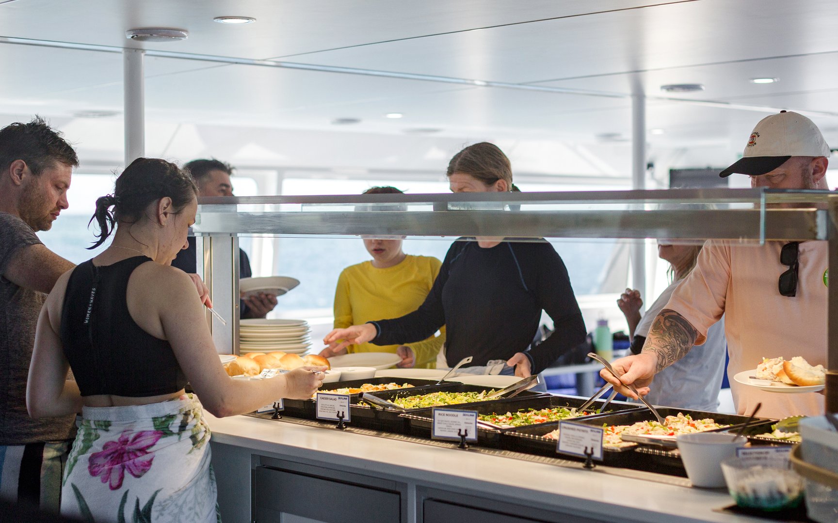 Buffet on cruise to Hill Inlet Lookout and Whitehaven Beach, Airlie Beach.