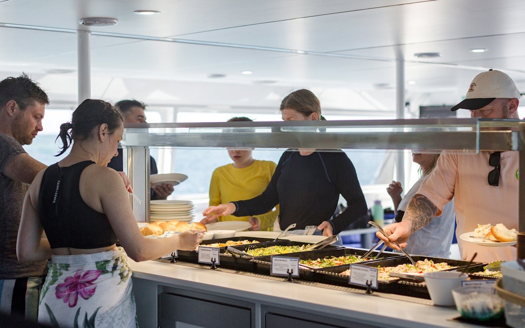 Buffet on cruise to Hill Inlet Lookout and Whitehaven Beach, Airlie Beach.