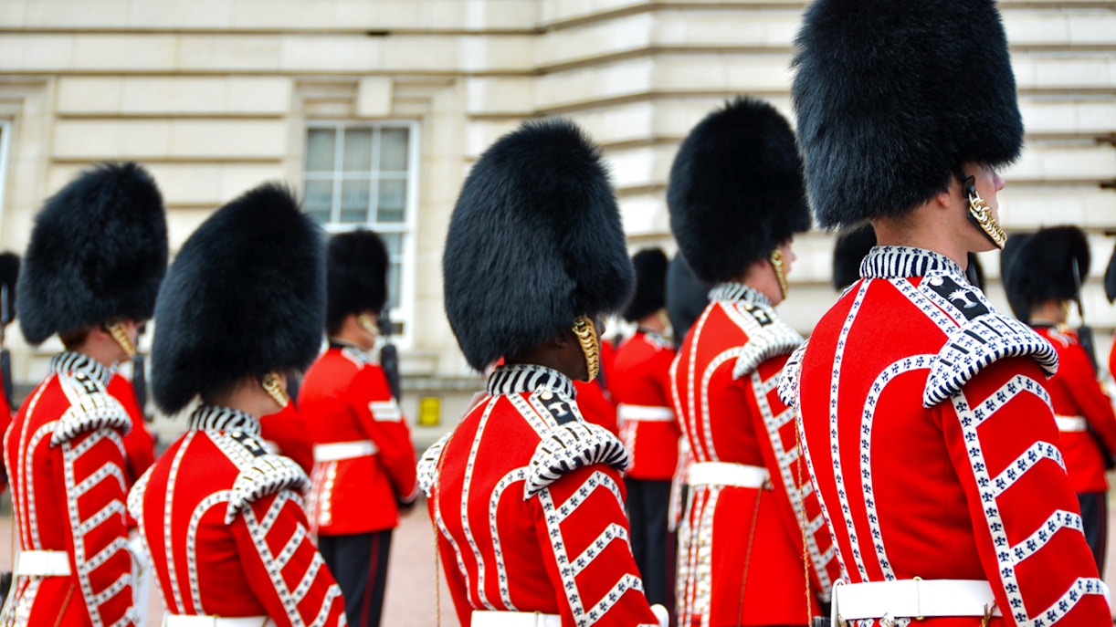 Changing of the Guards ceremony at Buckingham Palace