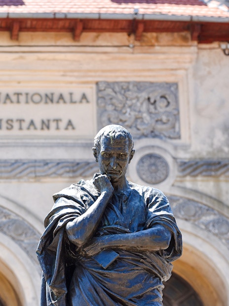 Statue in front of the Archaeology Museum in Constanta, Romania.