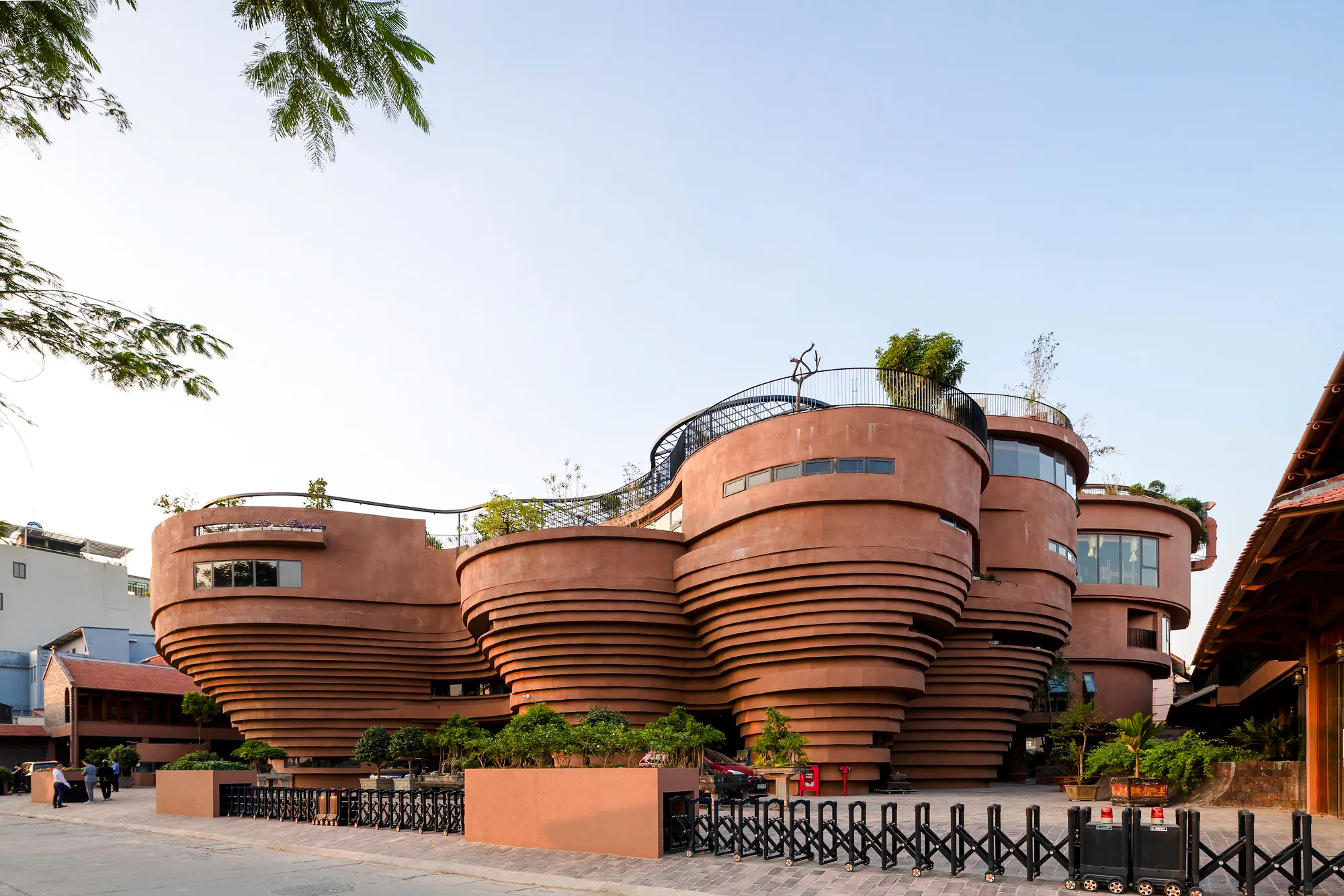 Unique architecture at Pottery Village, Hanoi, showcasing modern design elements.