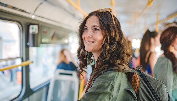 Traveller on bus