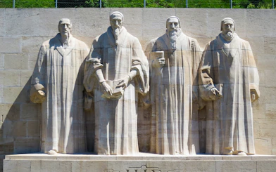 Reformation Wall statues in Geneva, featured on a 2-hour guided tour.