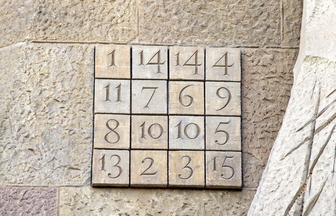 Sagrada Familia Passion Facade sculptures in Barcelona, Spain, showcasing intricate biblical scenes.
