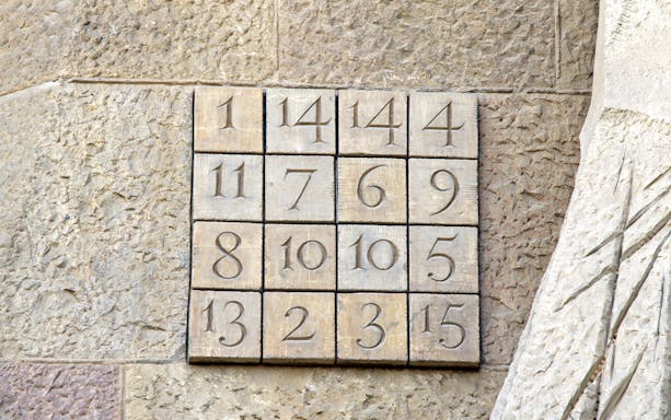 Magic square on Sagrada Familia Passion Facade, Barcelona.