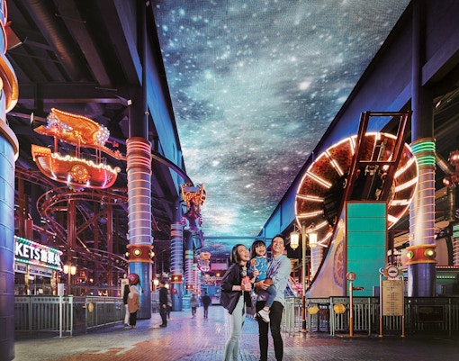 Guests enjoying rides at Skytropolis Indoor Theme Park, Kuala Lumpur, Malaysia.