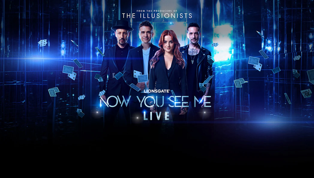 Magicians with playing cards for Now You See Me Live show in Las Vegas.