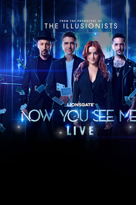 Magicians with playing cards for Now You See Me Live show in Las Vegas.