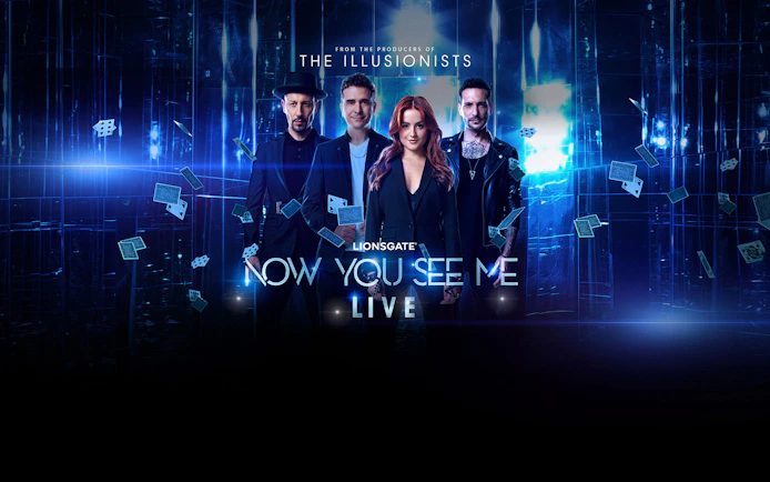 Magicians with playing cards for Now You See Me Live show in Las Vegas.
