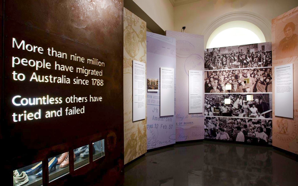 Immigration Museum exhibit on Australian migration history since 1788.