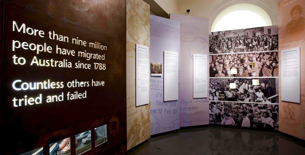 Immigration Museum exhibit on Australian migration history since 1788.