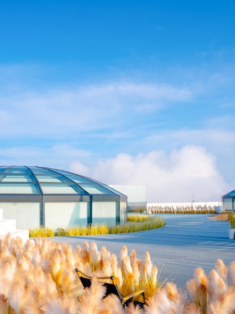 Rooftop view of Hoverland at Wyndham Ion Majestic Hotel, Genting Highlands with glass domes and sky.