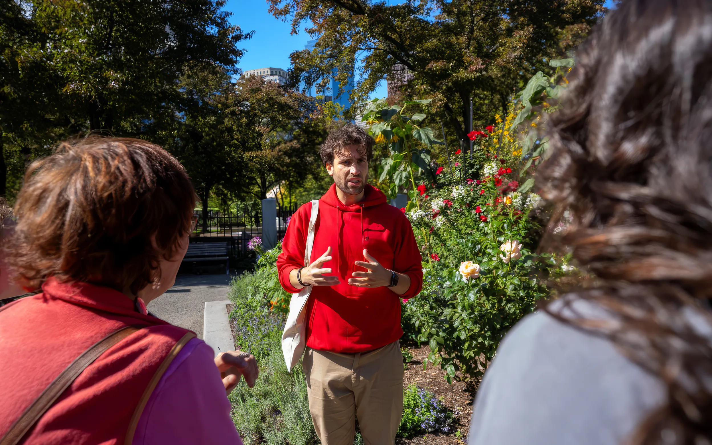Guide explaining historical sites to guests on the Food to Freedom Trail Tour.