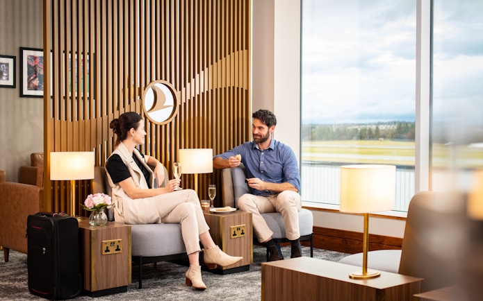 Guests relaxing at Turkish Airlines Lounge, Edinburgh Airport.