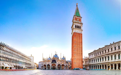 St. Mark's Basilica and Campanile in Venice, Italy, central to Casanova's city exploration game.