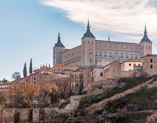 Toledo historical center with medieval architecture and cobblestone streets.