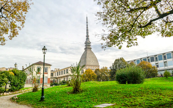Wide angle view of Mole Antonelliana, home to the National Cinema Museum, Turin.