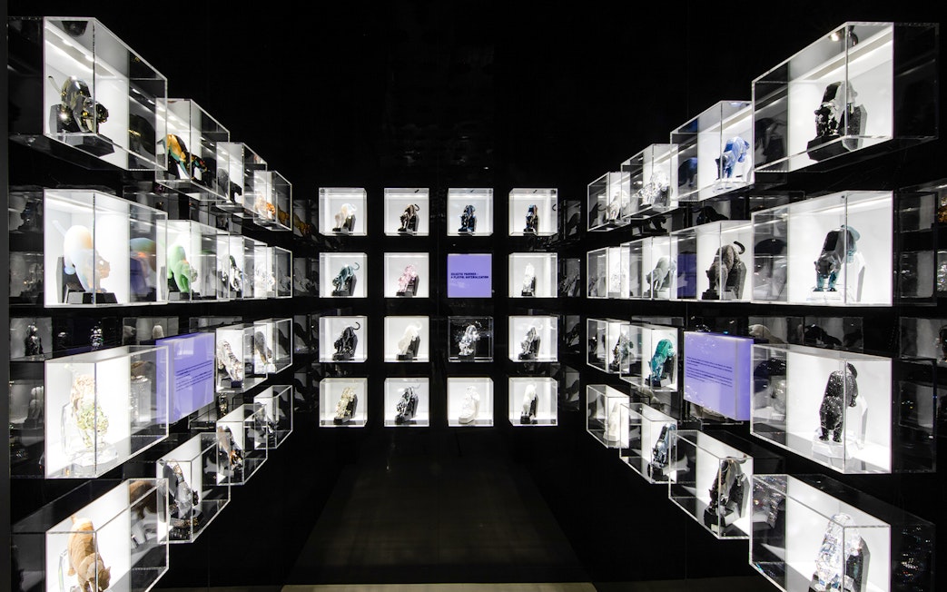 Swarovski crystal displays in Vienna's Swarovski House tour.
