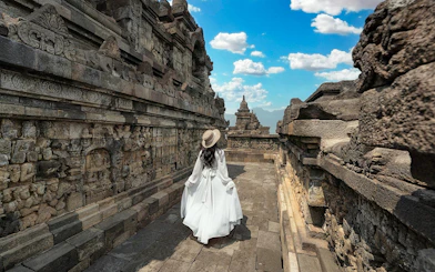 Volcanic rock carvings at Borobudur Temple, Yogyakarta, Java, Indonesia.
