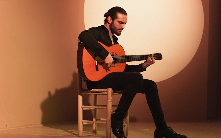 Guitarist performing at a flamenco show in Madrid.