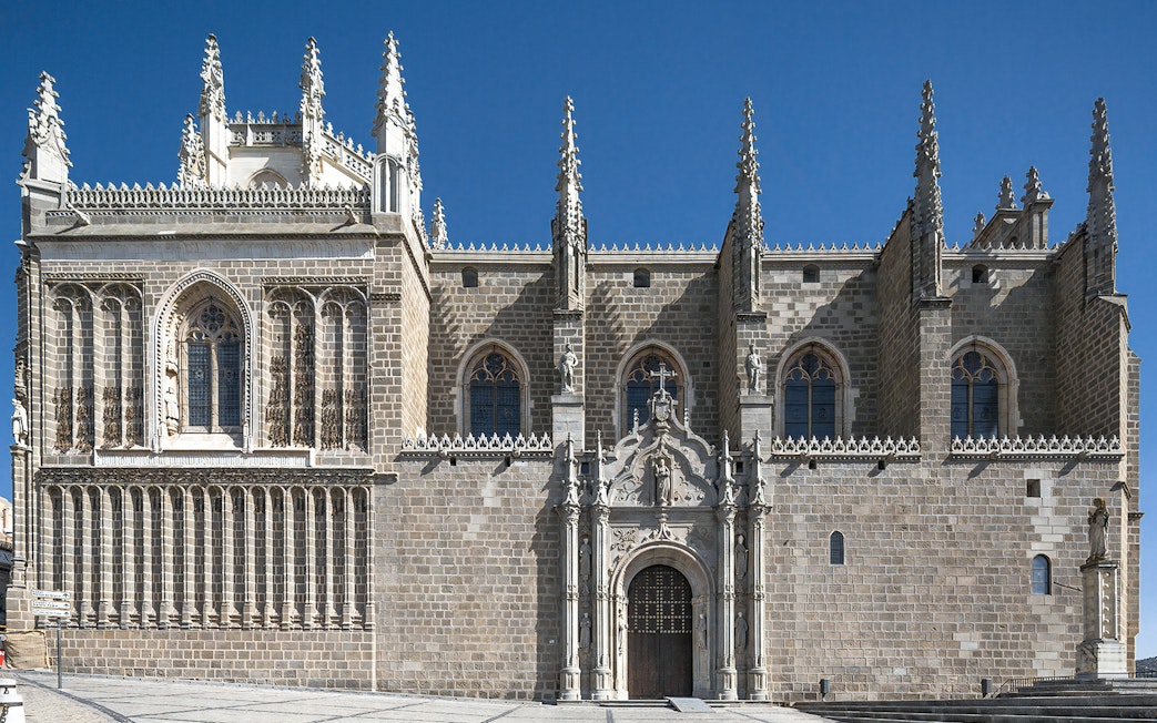 Gothic facade of Monastery of San Juan de los Reyes in Toledo, Spain.