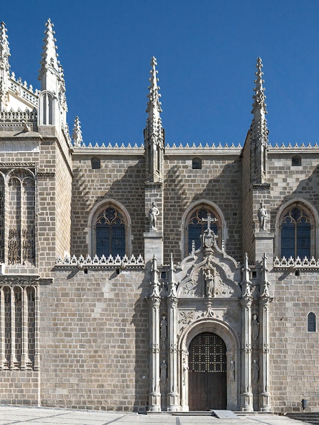 Gothic facade of Monastery of San Juan de los Reyes in Toledo, Spain.