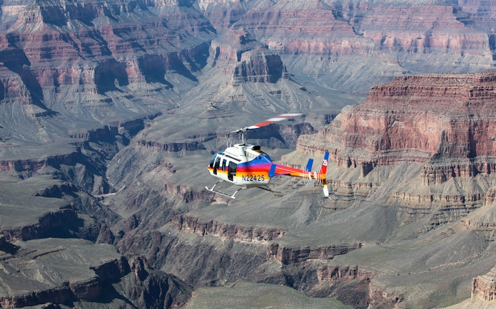 Helicopter flying over the North Grand Canyon.