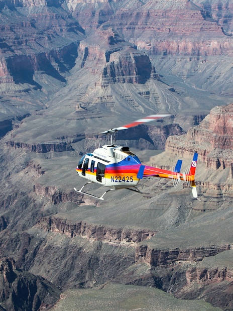 Helicopter flying over the North Grand Canyon.