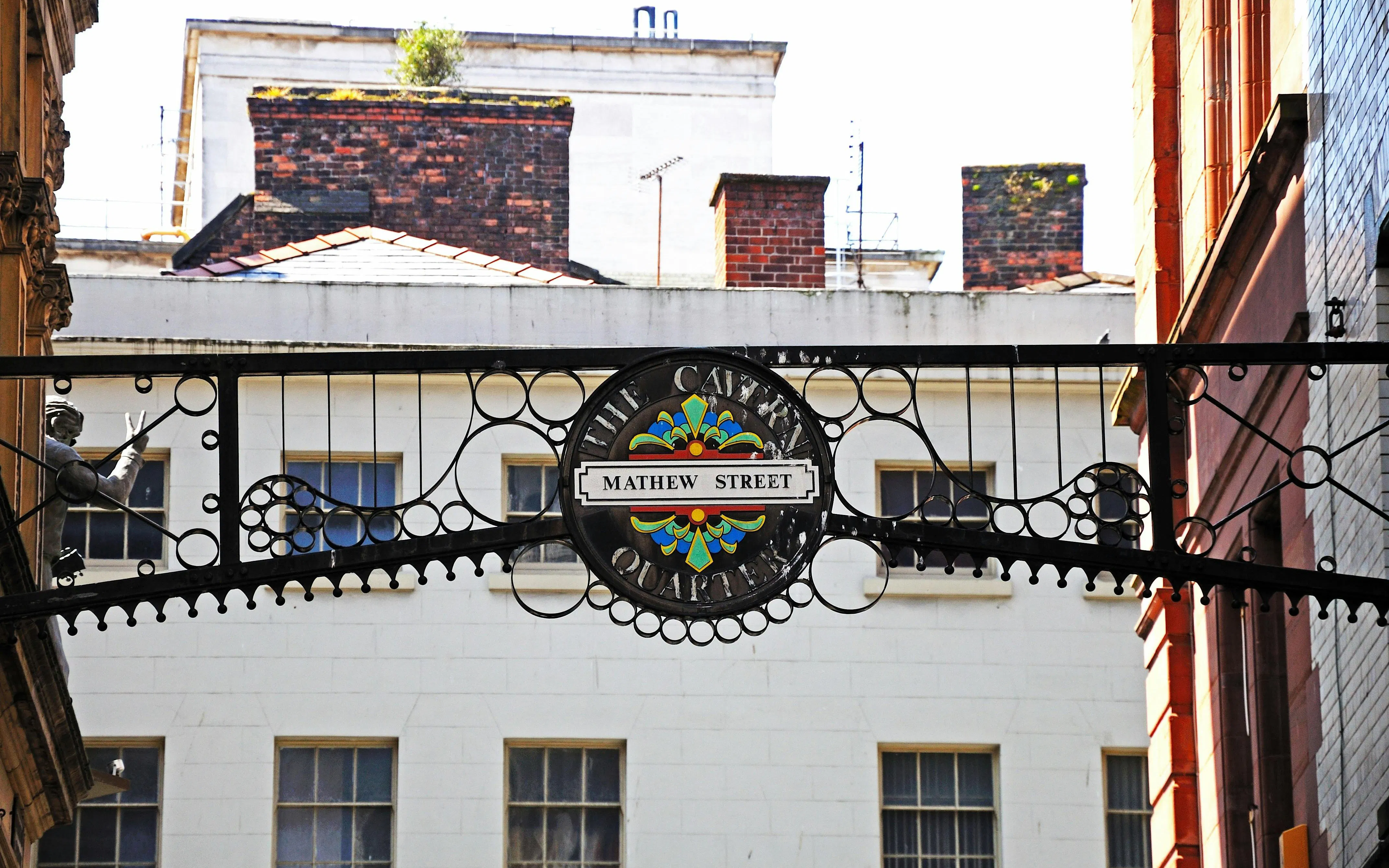 Mathew Street sign in Cavern Quarter, Liverpool.